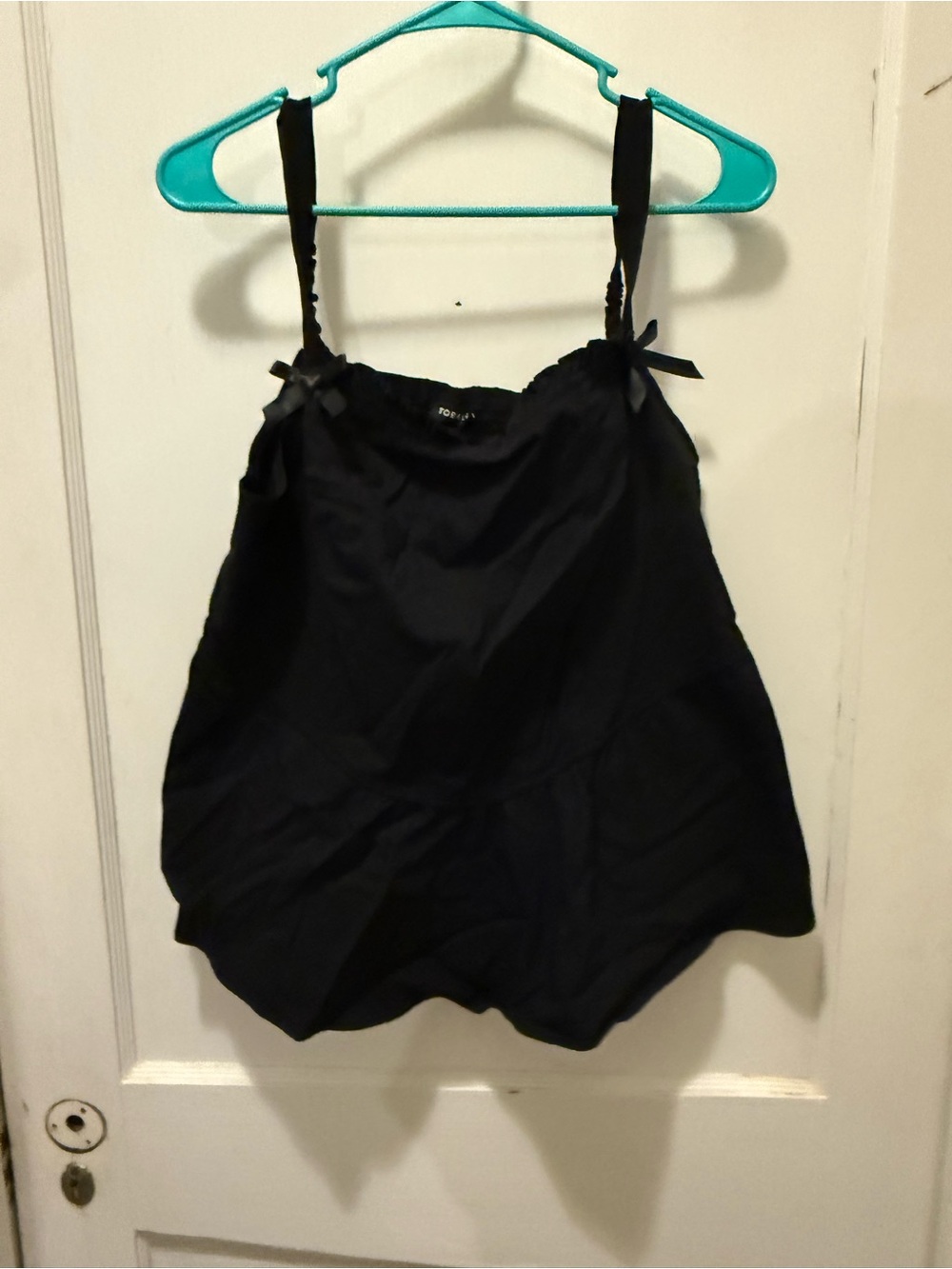 Black Sleeveless Cami Top with Ribbon Straps